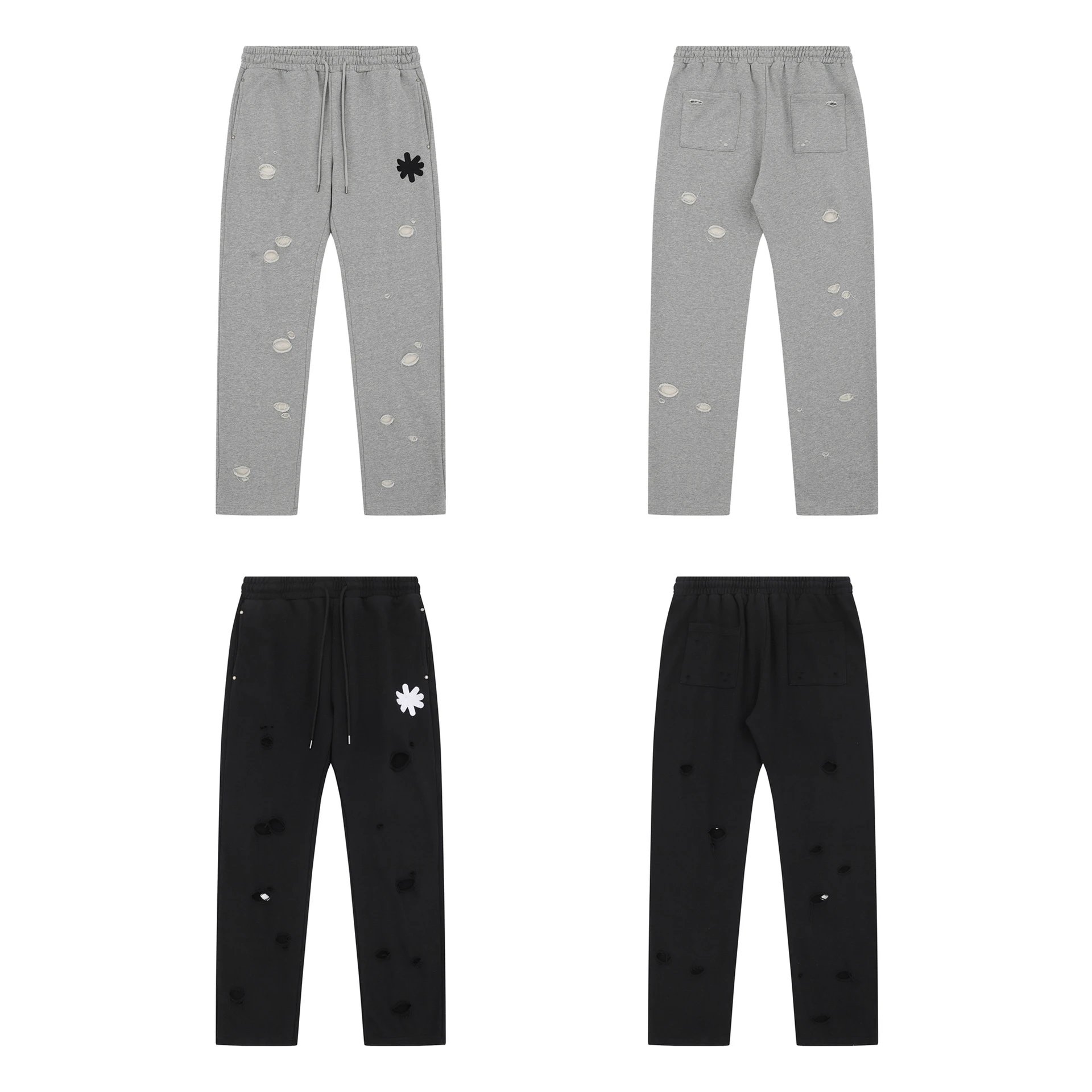 Mertra Distressed Flower Logo Sweatpants Two-Color Set - rep spodnie