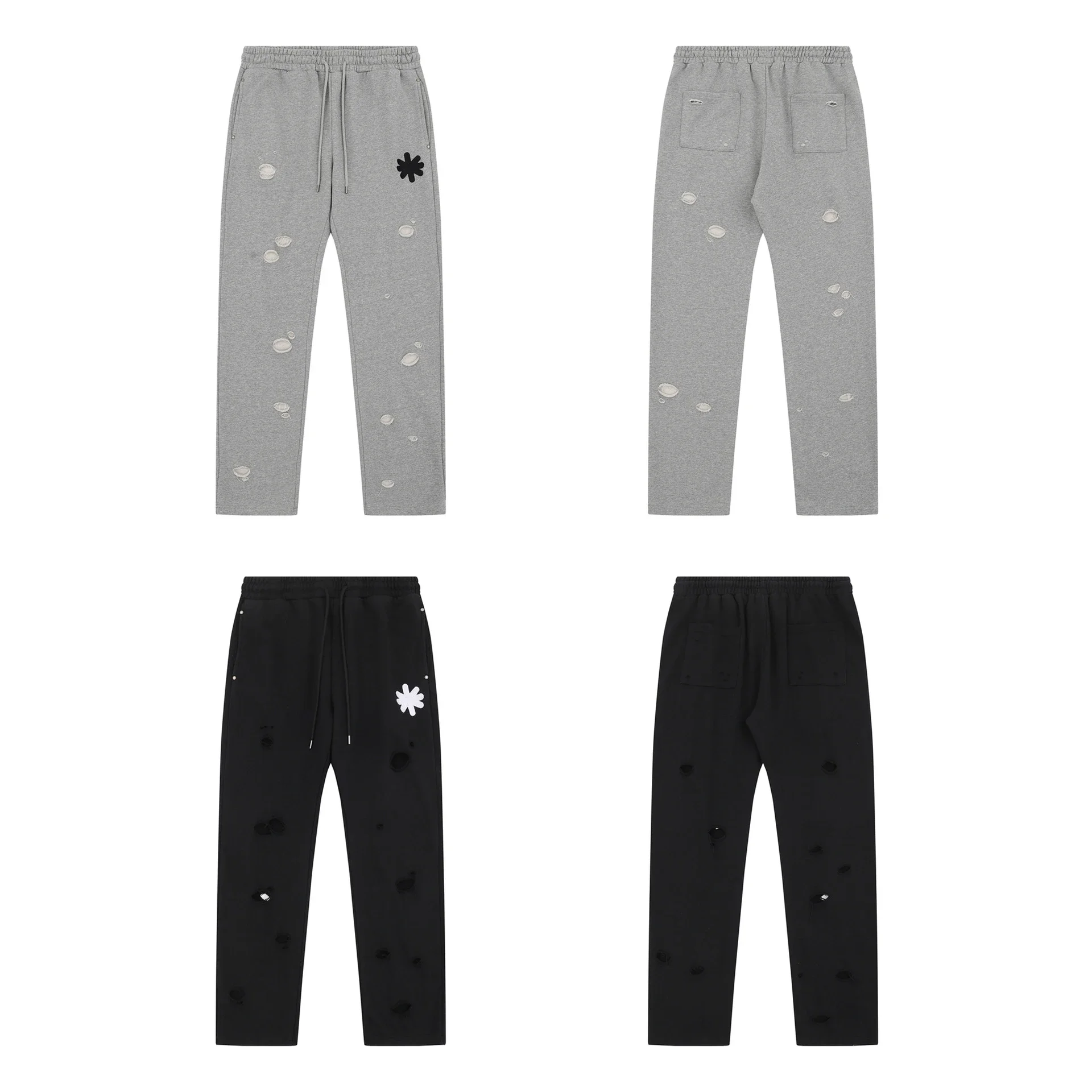 Mertra Distressed Flower Logo Sweatpants Two-Color Set