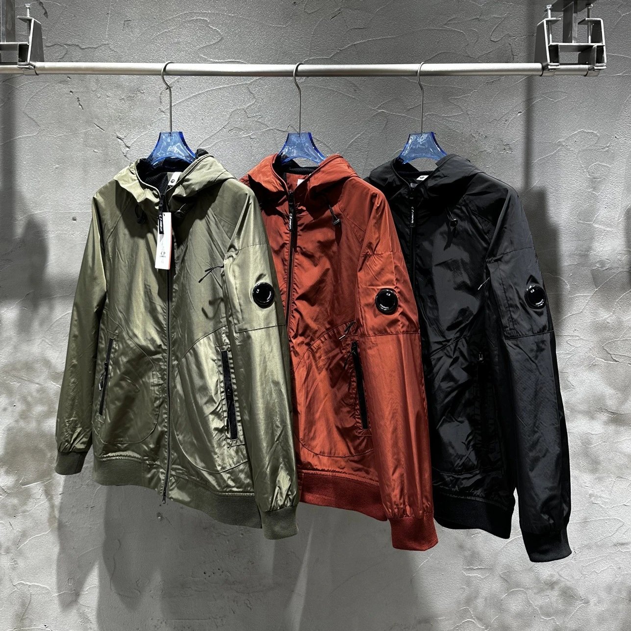 Men's Hooded Windbreaker Jacket in Olive, Red, Black - 265124