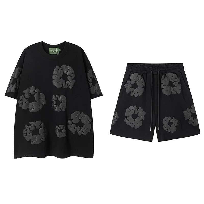 Short sleeved suit in black and gray