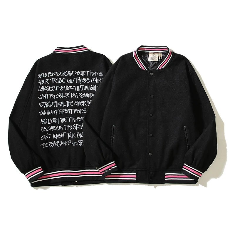 美式潮牌Stu刺绣字母棒球服外套vibe风 - 134156