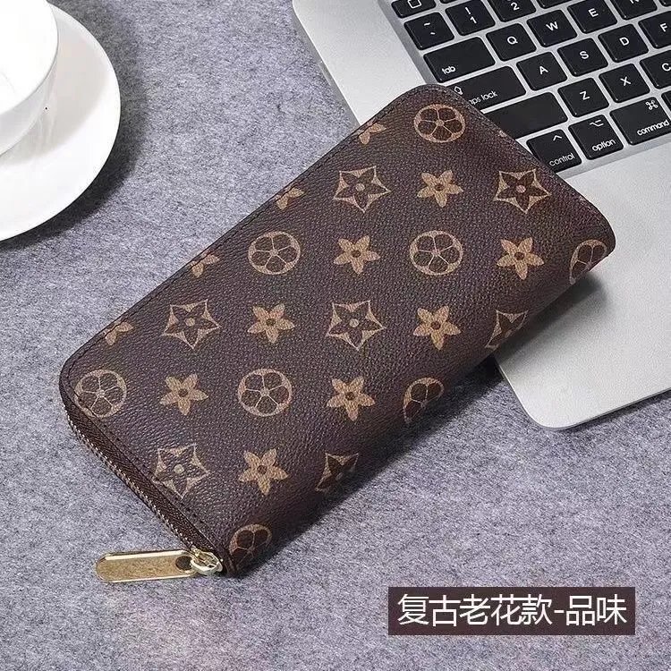 Brown Floral Zipper Wallet