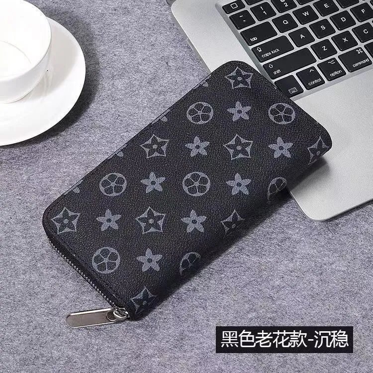 Black Floral Zipper Wallet