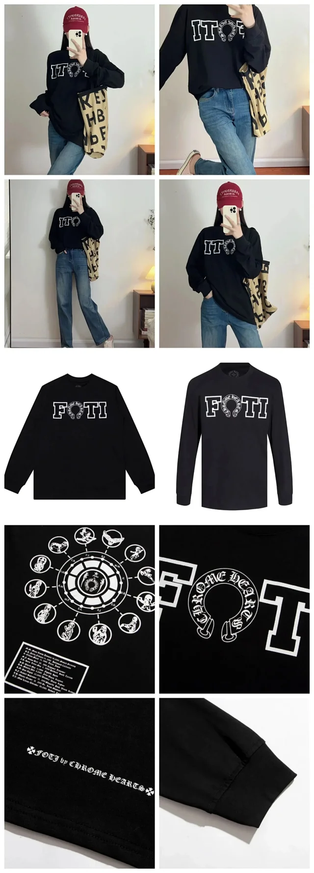 Chrome Hearts T-Shirts Crew-Neck Long-Sleeve Graphic Print product detail image 9