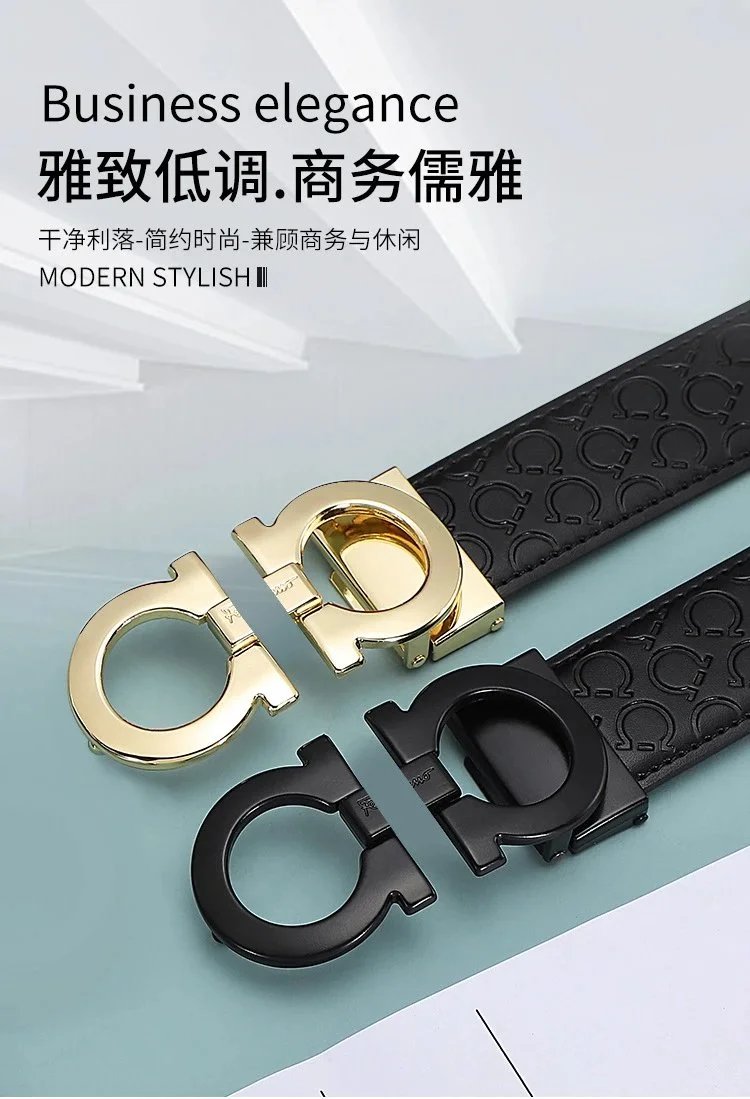 Salvatore Ferragamo Gancini Gold-Plated Black Leather Belt - 3