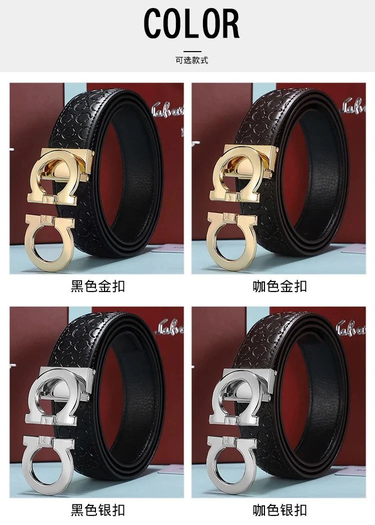 Salvatore Ferragamo Gancini Gold-Plated Black Leather Belt - 5
