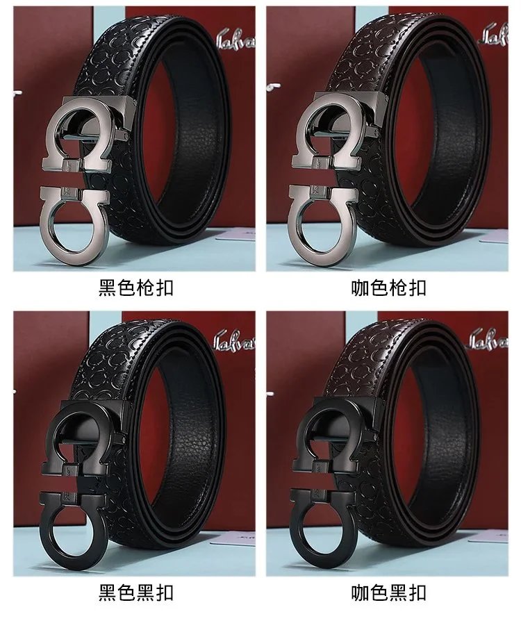 Salvatore Ferragamo Gancini Gold-Plated Black Leather Belt - 6