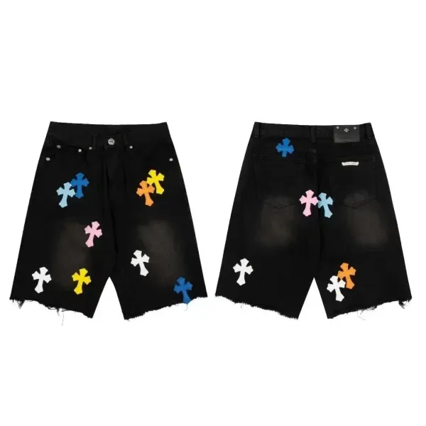 GRA Hand Print Denim Shorts Blue - 7