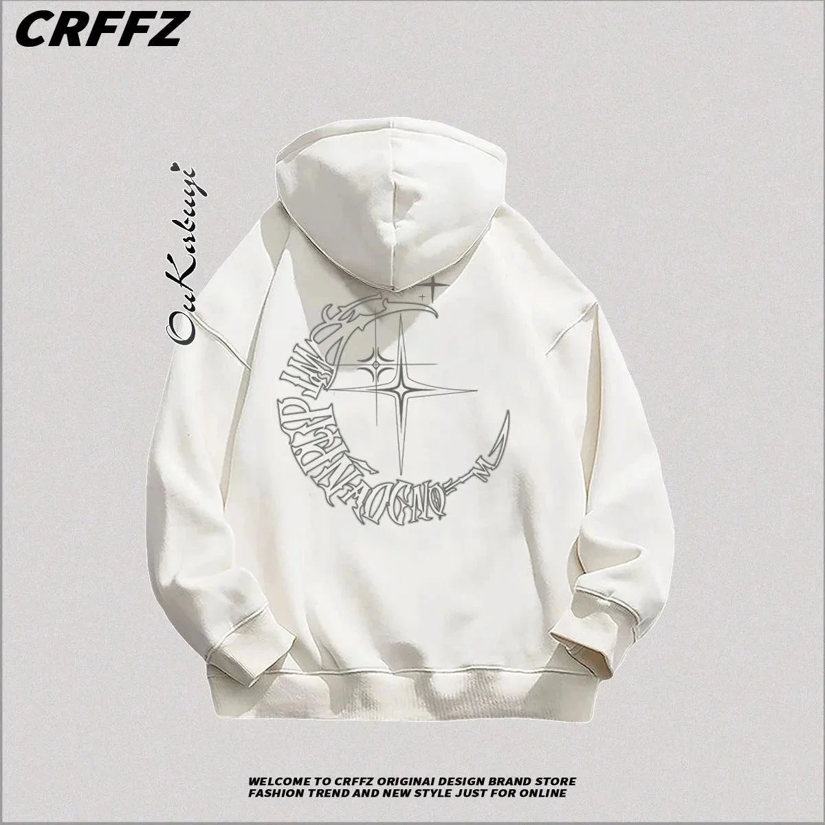 Unbranded Hoodies & Sweatshirts Oversized graphic print pullover — 36 white