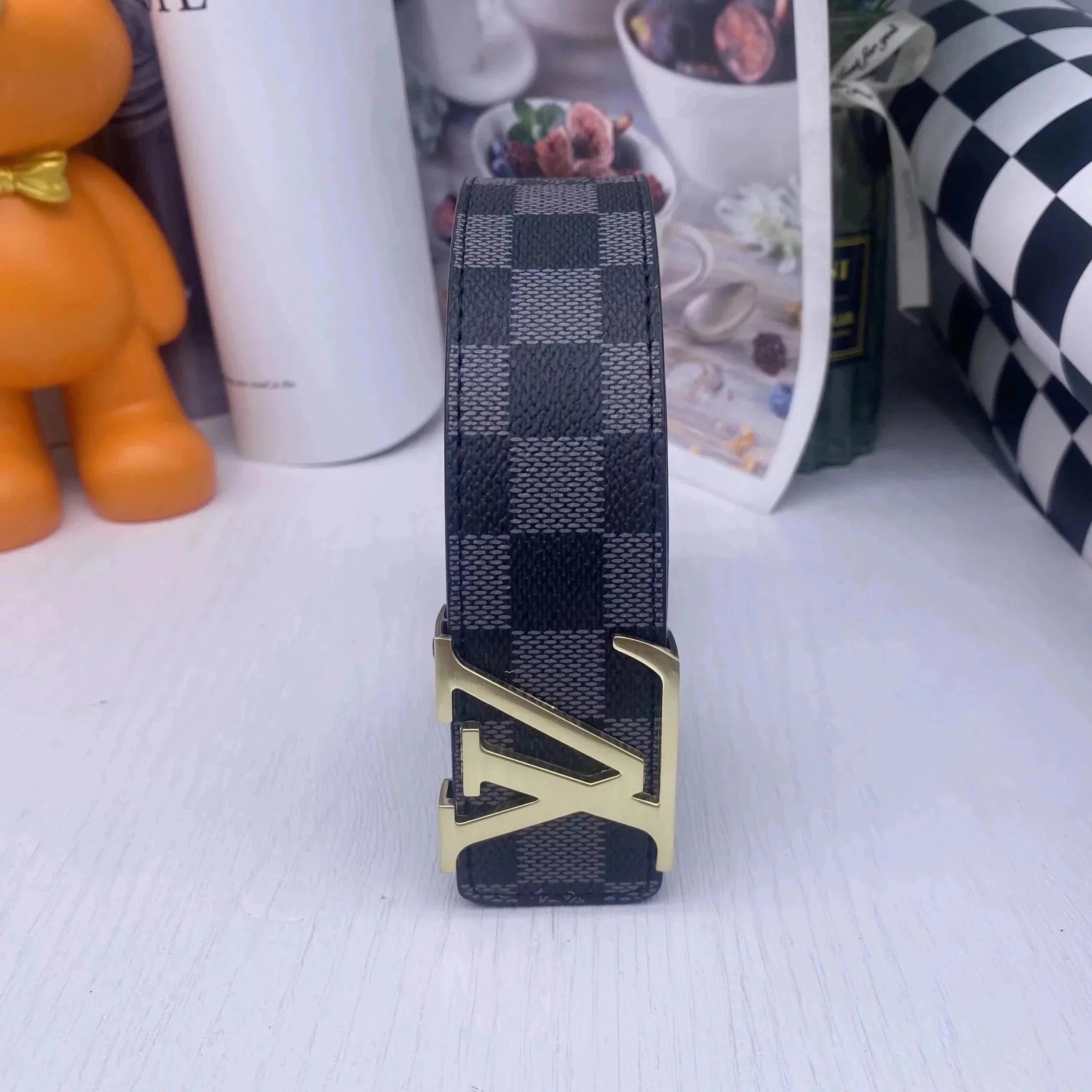Louis Vuitton Belts Monogram Canvas Initials Buckle Belt — 19*high quality