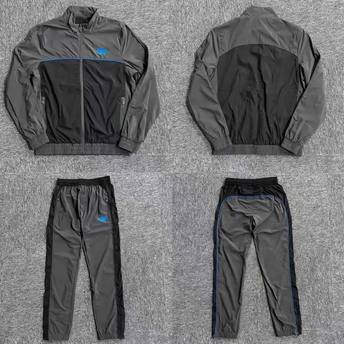 Life of Syn Jackets Hooded Zip-Front Colorblock Jacket — black and gray suit*Top quality