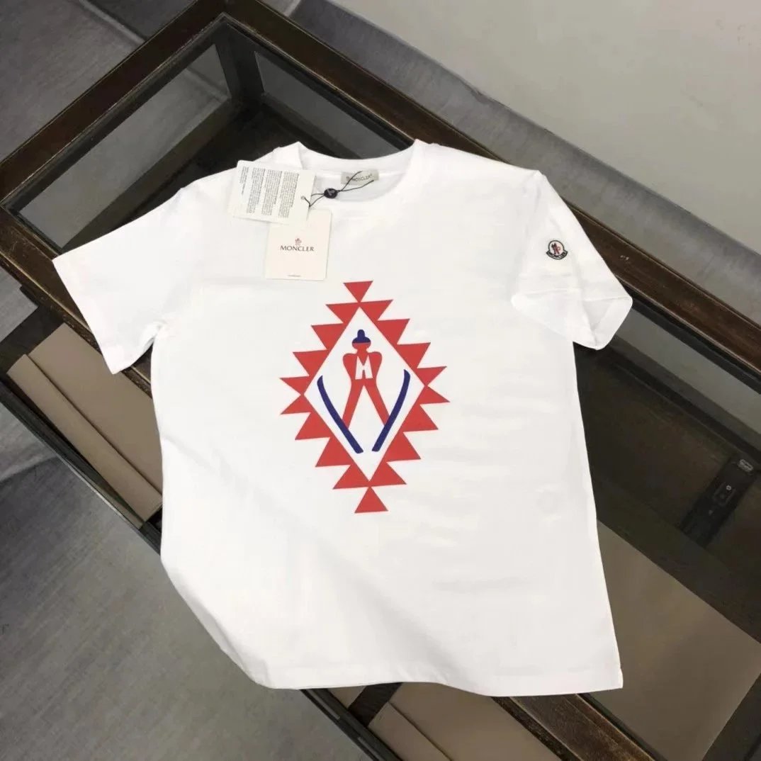 Moncler T-Shirts Short-sleeve graphic logo T-shirt — 14 white