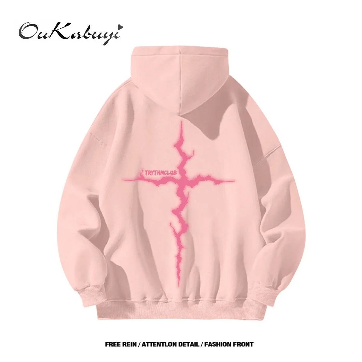 Unbranded Hoodies & Sweatshirts Oversized graphic print pullover — 25 pink