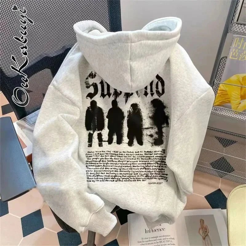Unbranded Hoodies & Sweatshirts Oversized graphic print pullover — 34 white