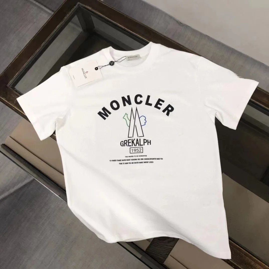 Moncler T-Shirts Short-sleeve graphic logo T-shirt — 04 White