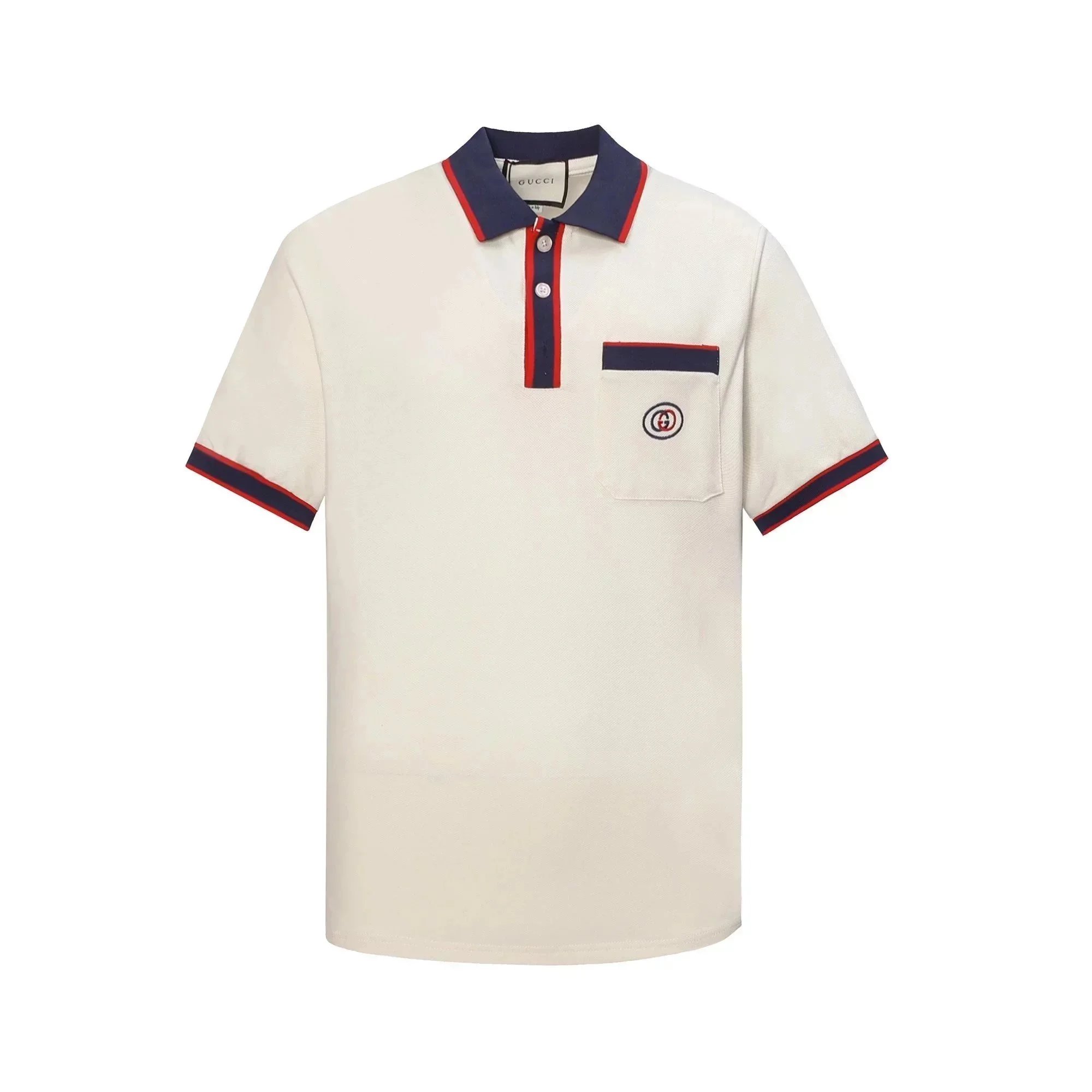 Gucci Shirts Short-Sleeve Polo Shirt — Yellow base with black and red collar 002