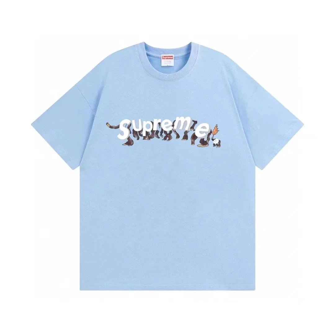 Supreme T-Shirts Short-Sleeve Graphic Print — 50 Light blue*Top quality