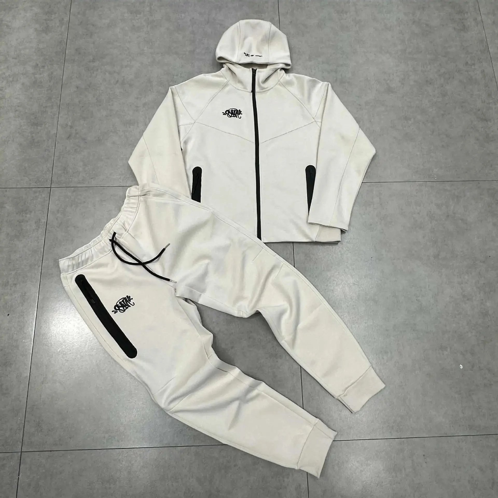 Life of Syn Jackets Hooded Zip-Front Colorblock Jacket — Light gray suit *Top quality