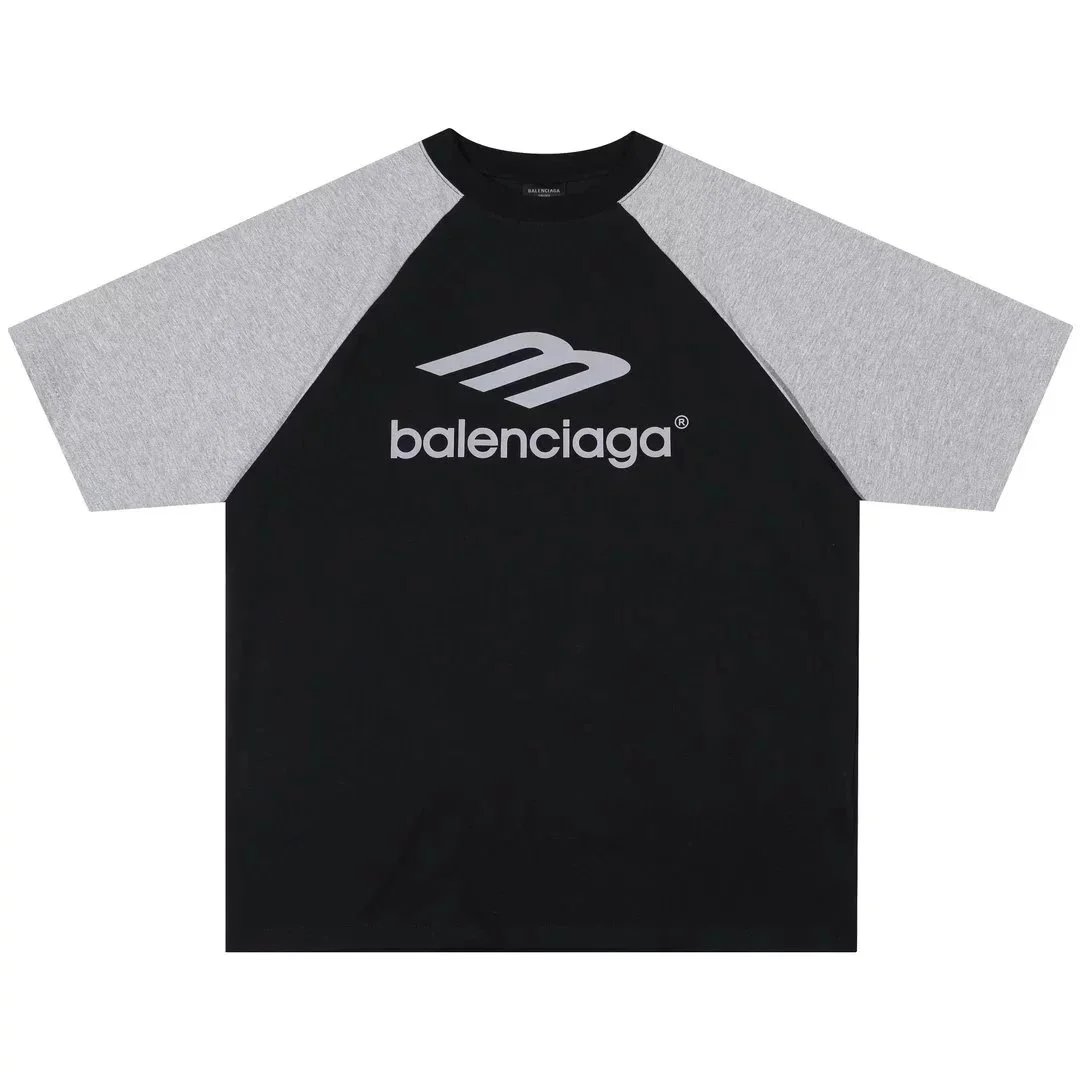 Balenciaga T-Shirts Short-Sleeve Logo Graphic T-Shirt — Black and gray letters spell 002.