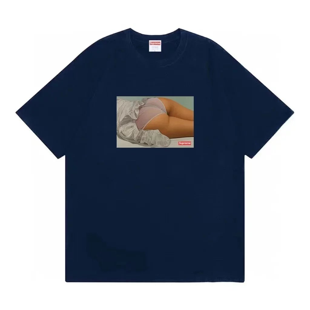 Supreme T-Shirts Short-Sleeve Graphic Print — 48 Dark blue*Top quality
