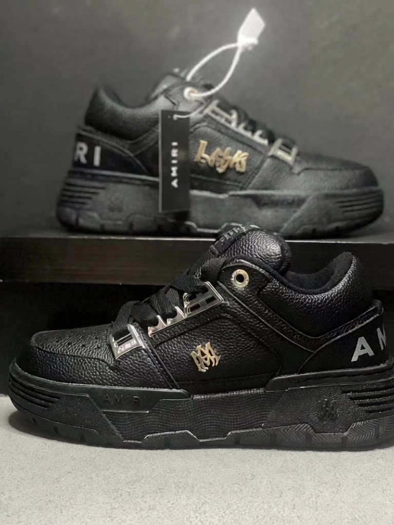 AMIRI Sneakers Low-top chunky lace-up — AM all-black leather grain