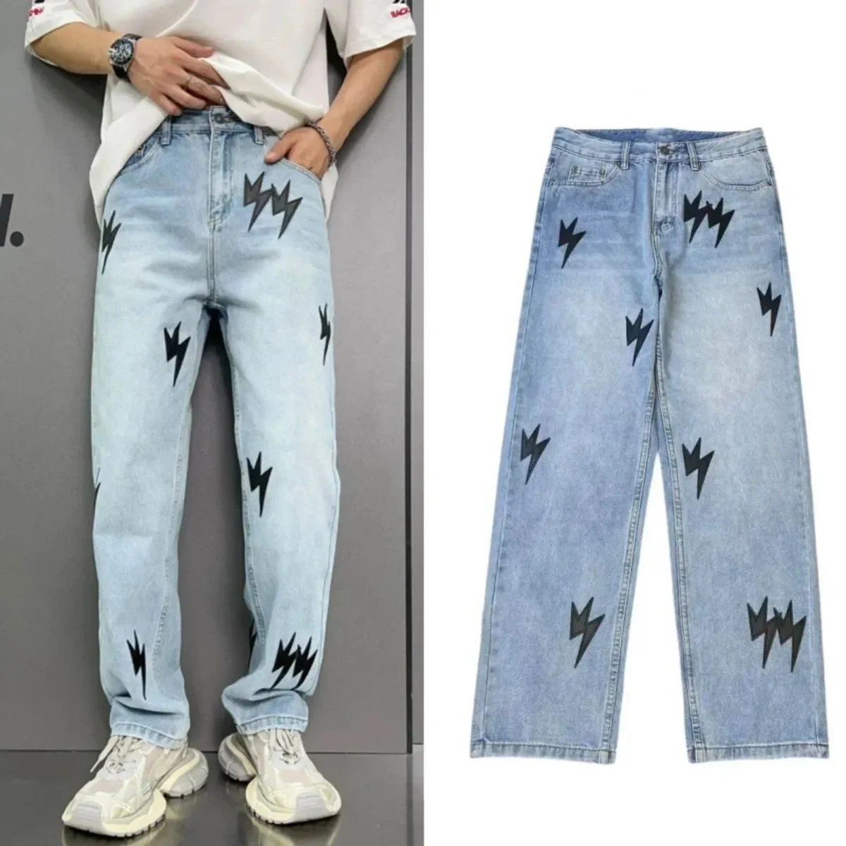 Unbranded Jeans Loose-Fit Graphic and Distressed Designs image 3