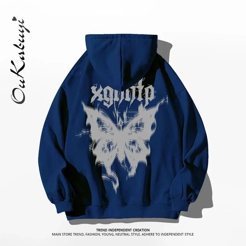 Unbranded Hoodies & Sweatshirts Oversized graphic print pullover — 19 Deep Blue