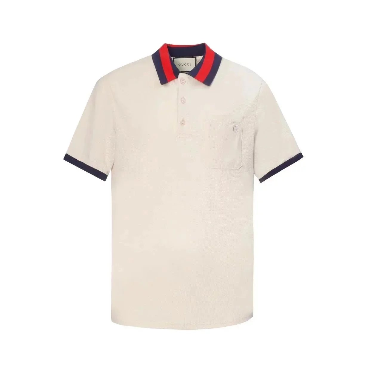Gucci Shirts Short-Sleeve Polo Shirt — Yellow base with red and black collar 002