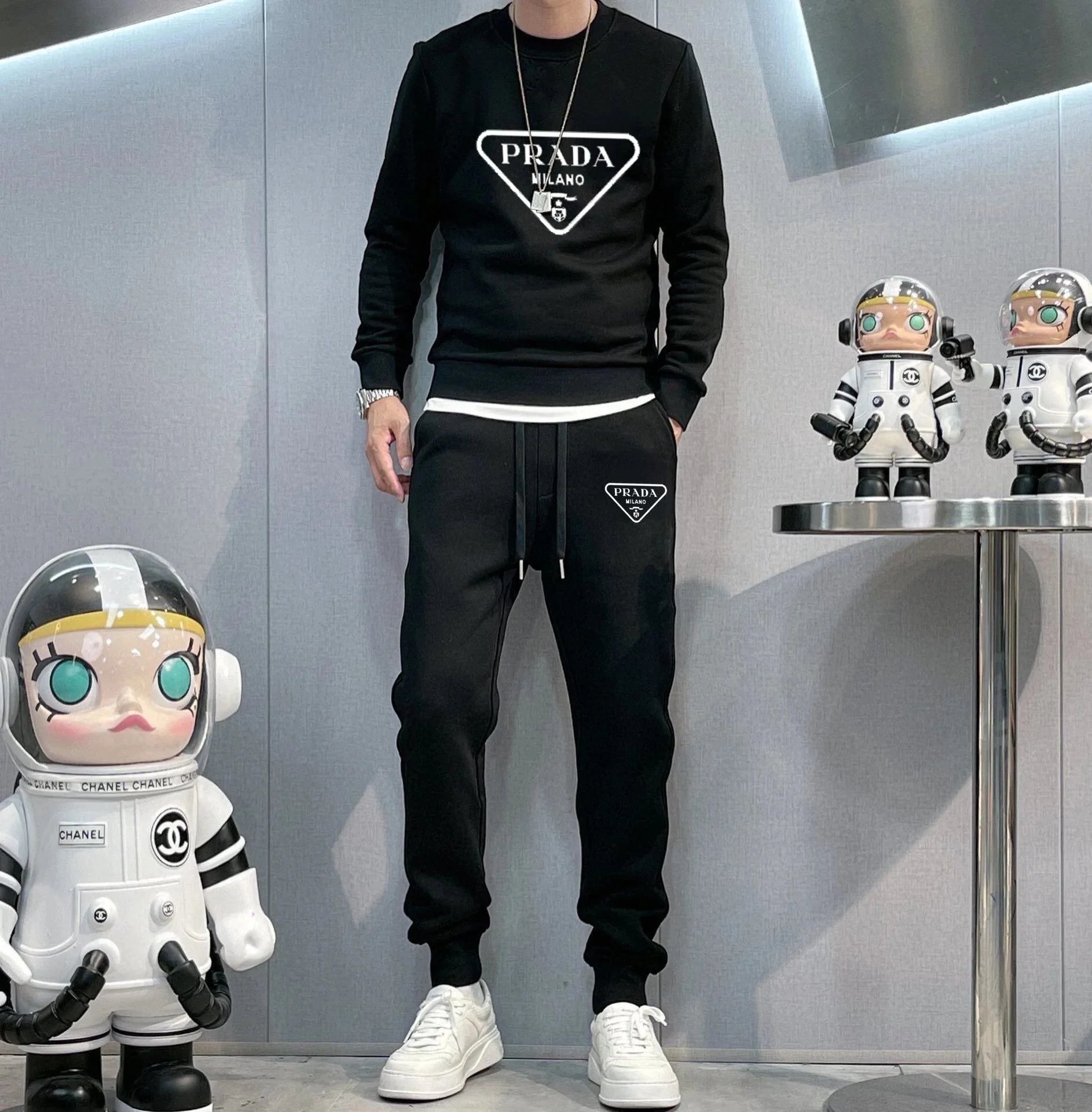 Prada Matching Sets Logo Sweatshirt and Jogger Set image 5