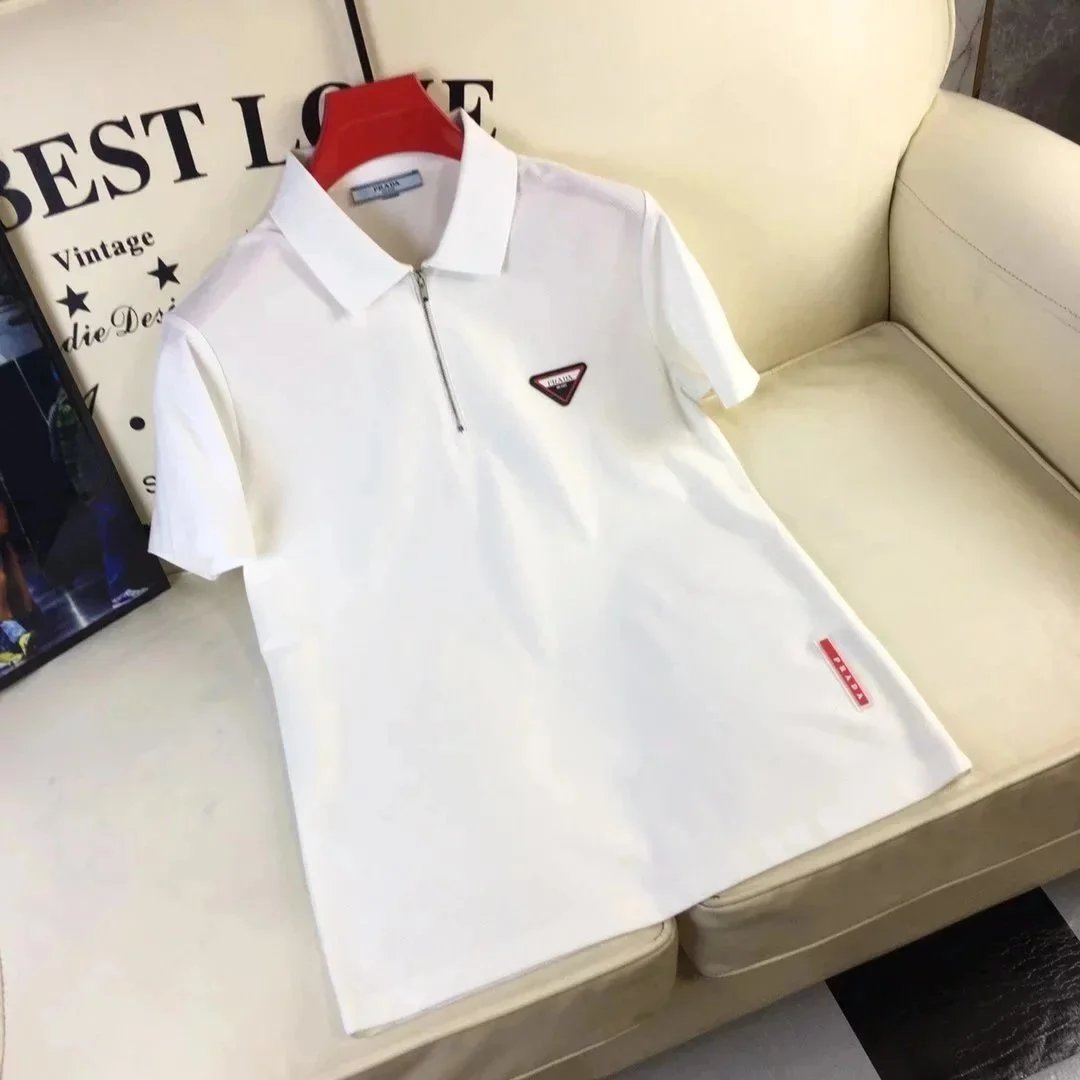 Prada T-Shirts Short-Sleeve Logo Print — 13 white*Top quality