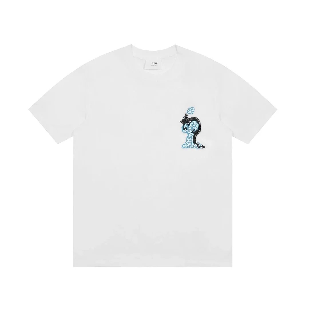AMI T-Shirts Crewneck T-Shirt with de Coeur Heart Logo — 12 white