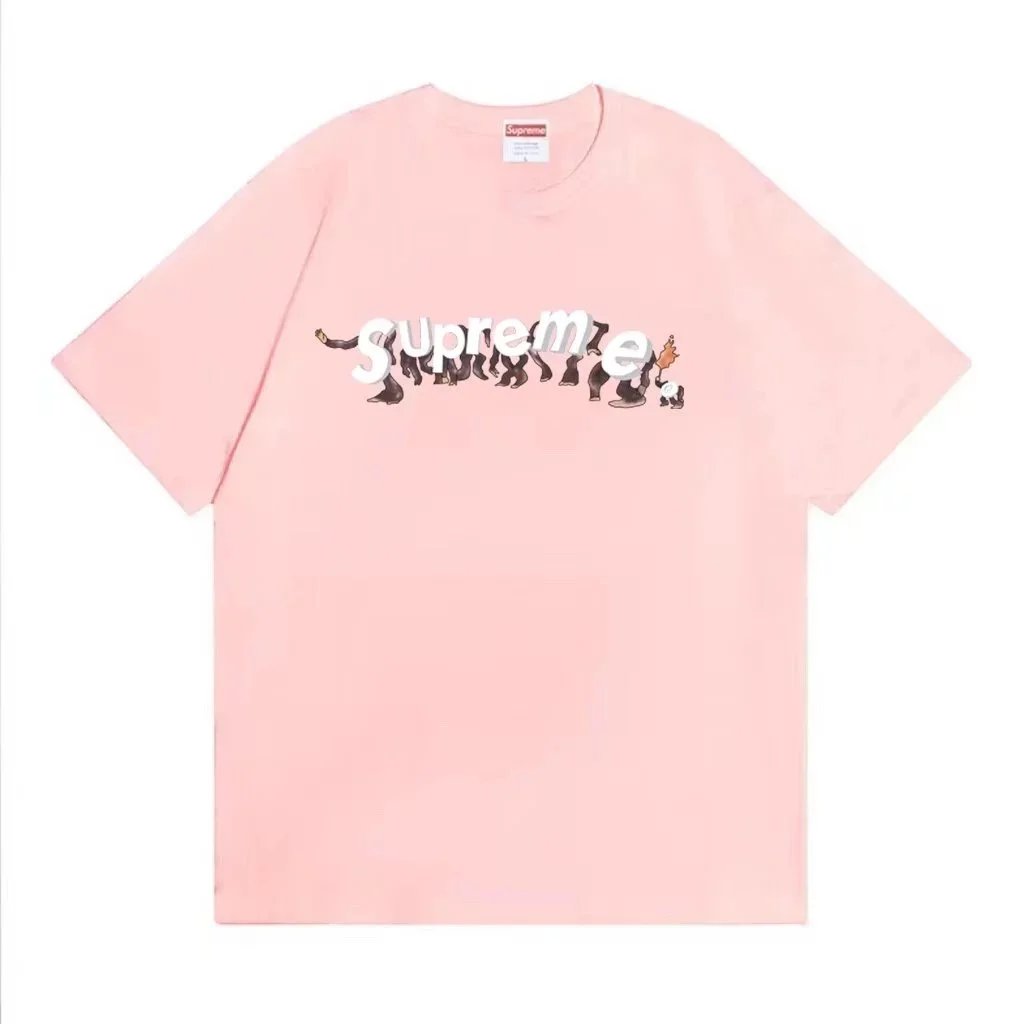 Supreme T-Shirts Short-Sleeve Graphic Print — 50 Pink*Top quality