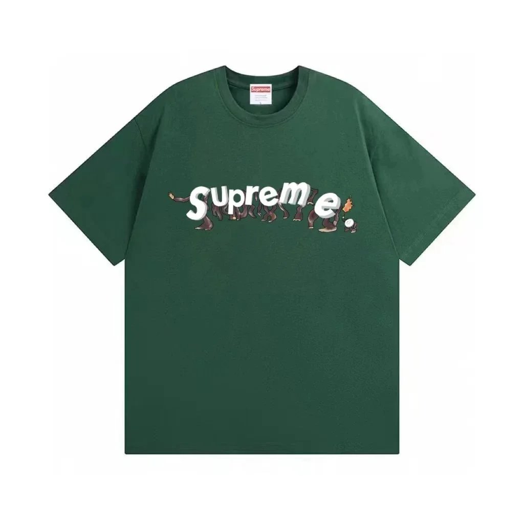 Supreme T-Shirts Short-Sleeve Graphic Print — 50 Dark green*Top quality
