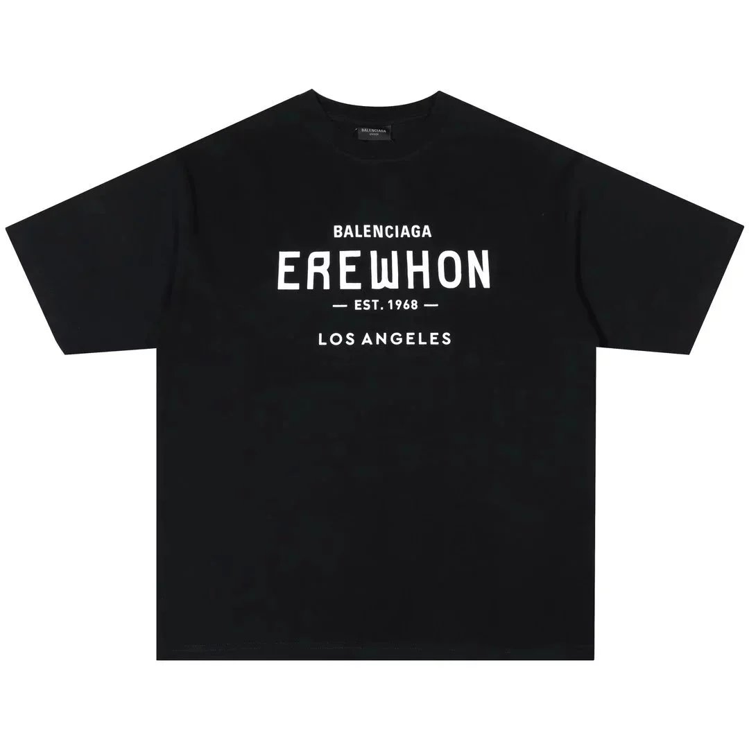Balenciaga T-Shirts Short-Sleeve Logo Graphic T-Shirt — Black letter 002