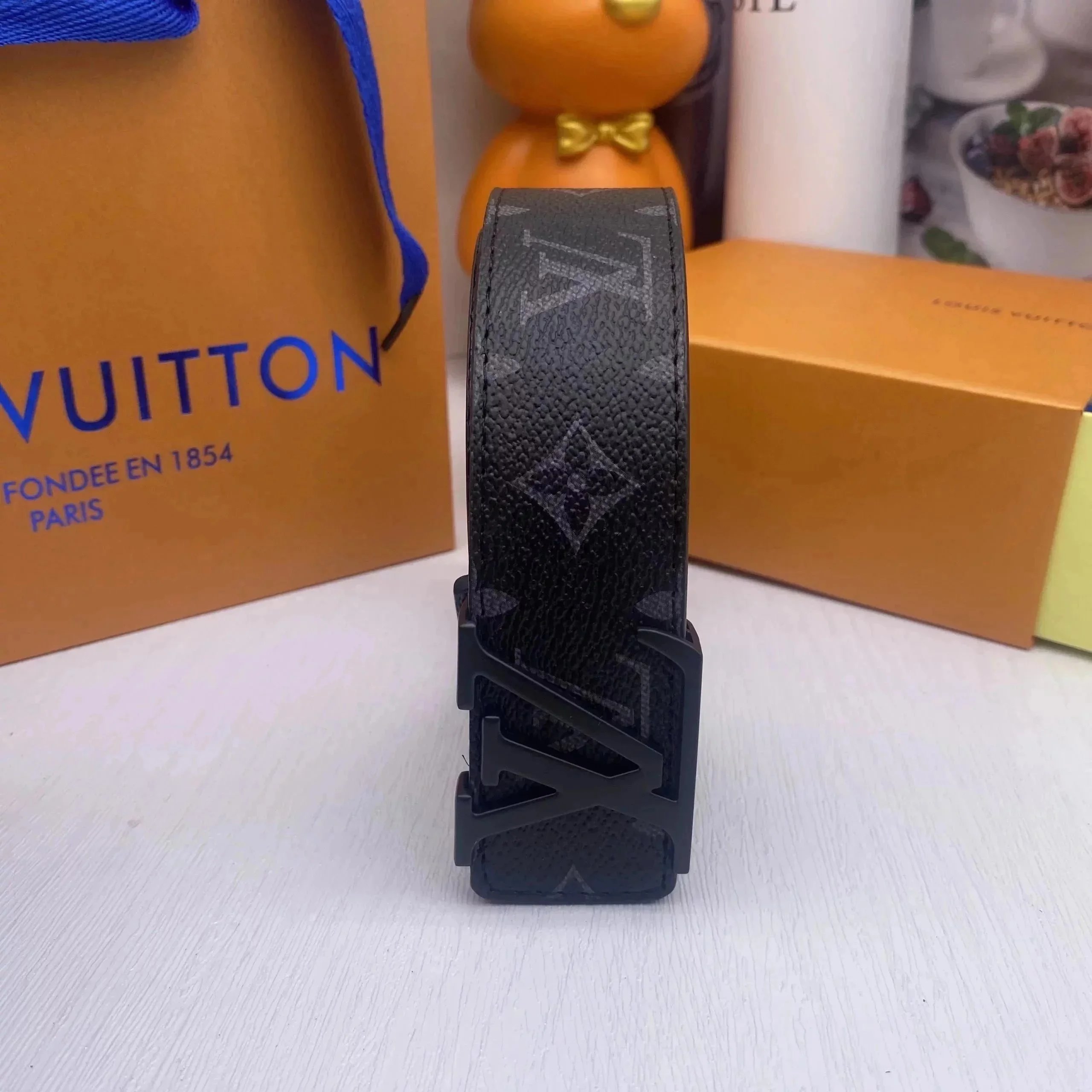 Louis Vuitton Belts Monogram Canvas Initials Buckle Belt — 03*high quality