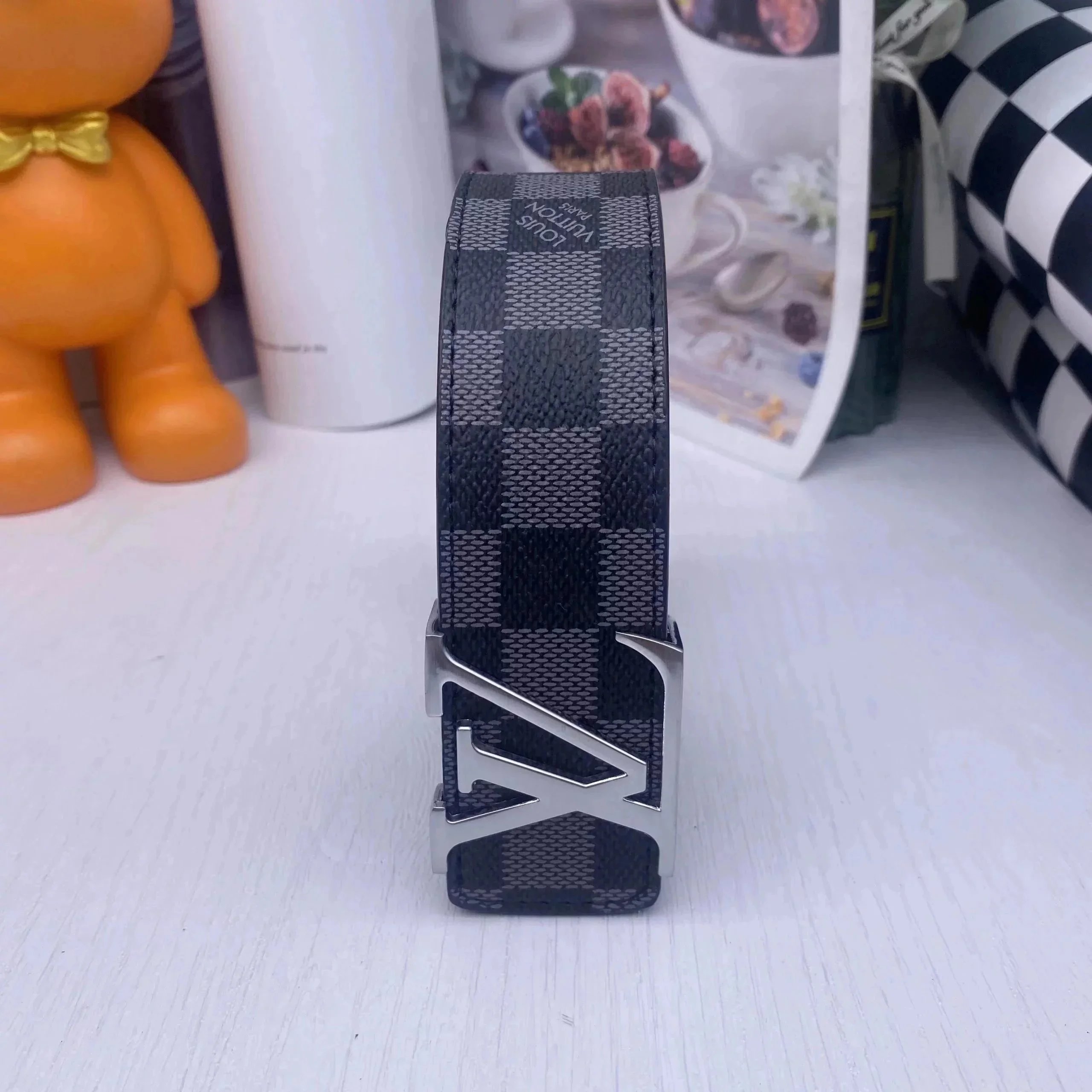 Louis Vuitton Belts Monogram Canvas Initials Buckle Belt — 20*high quality