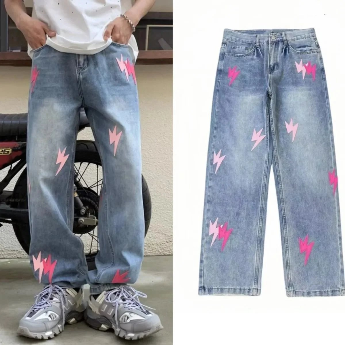 Unbranded Jeans Loose-Fit Graphic and Distressed Designs image 4