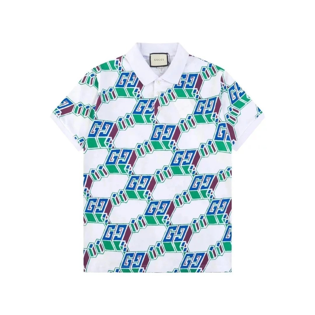 Gucci Shirts Short-Sleeve Polo Shirt — Blue and green plaid