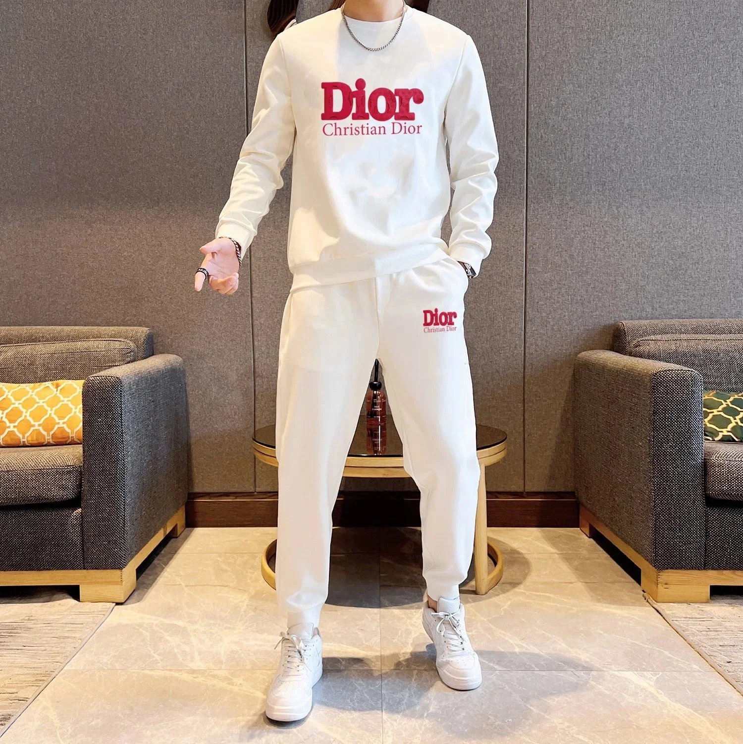Prada Matching Sets Logo Sweatshirt and Jogger Set image 15
