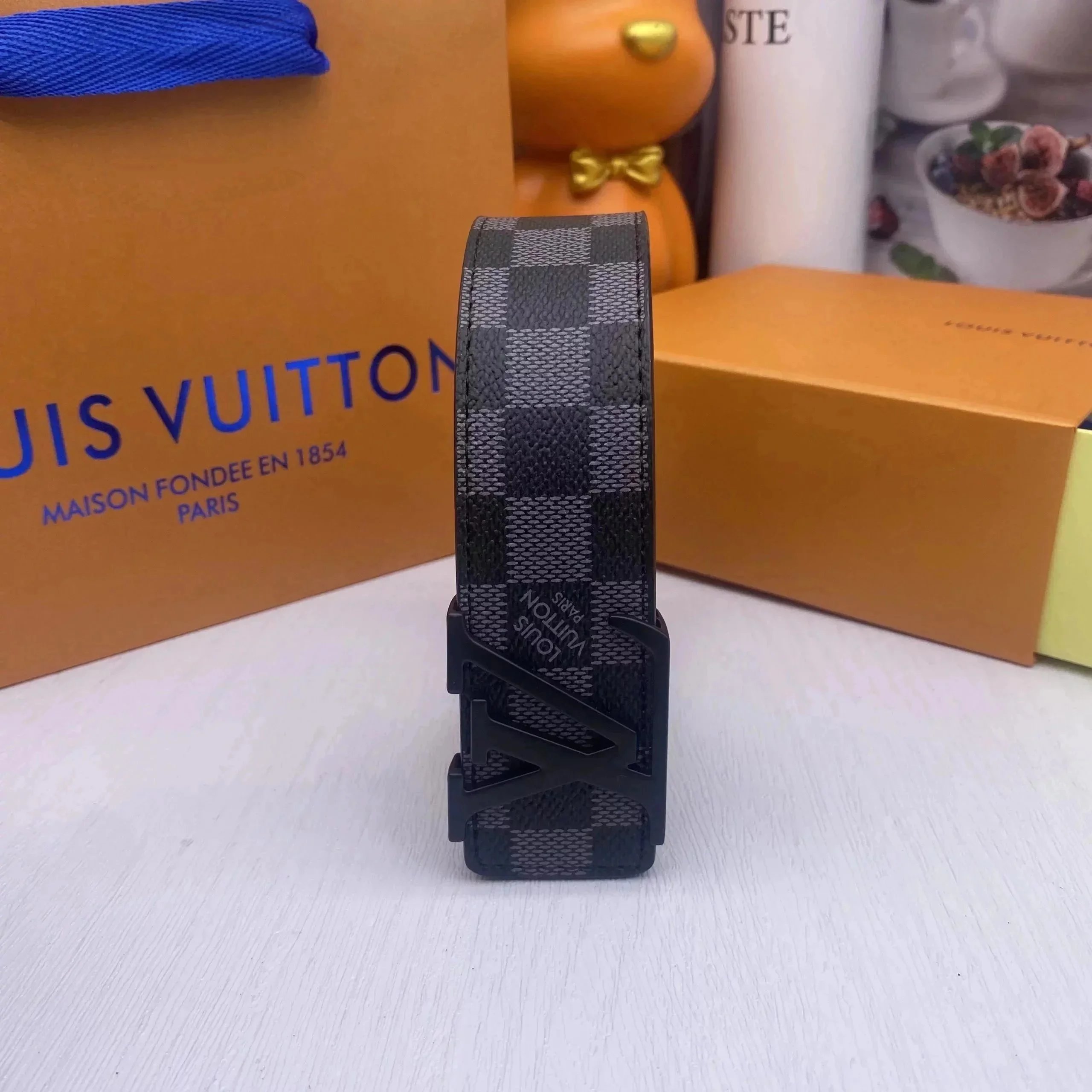 Louis Vuitton Belts Monogram Canvas Initials Buckle Belt — 10*high quality