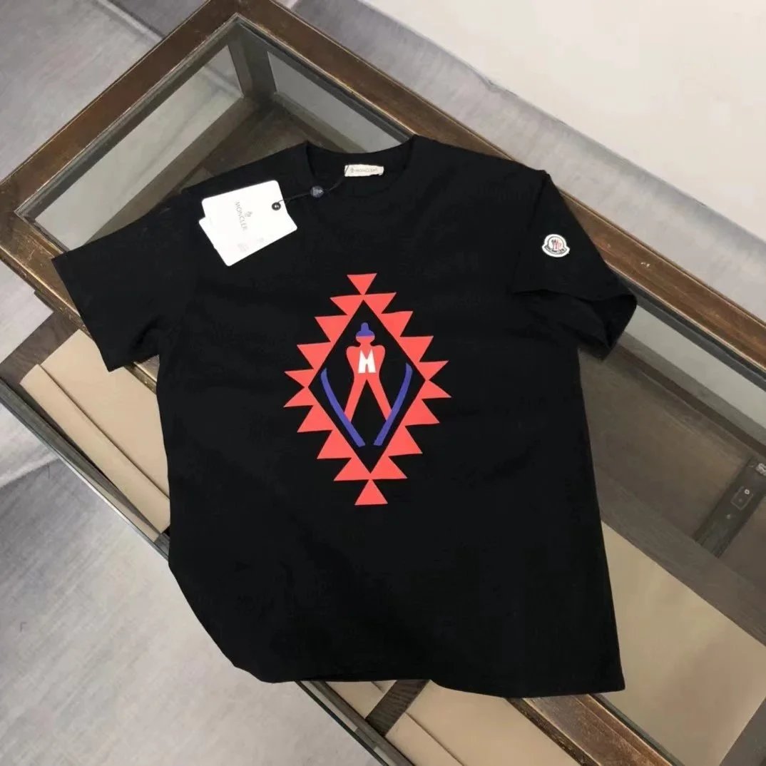 Moncler T-Shirts Short-sleeve graphic logo T-shirt — 13 black
