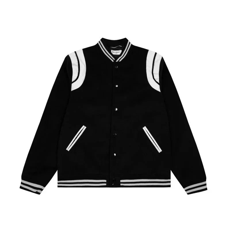 Saint Laurent Jackets Varsity Jacket with Contrast Shoulder Panels — 34
