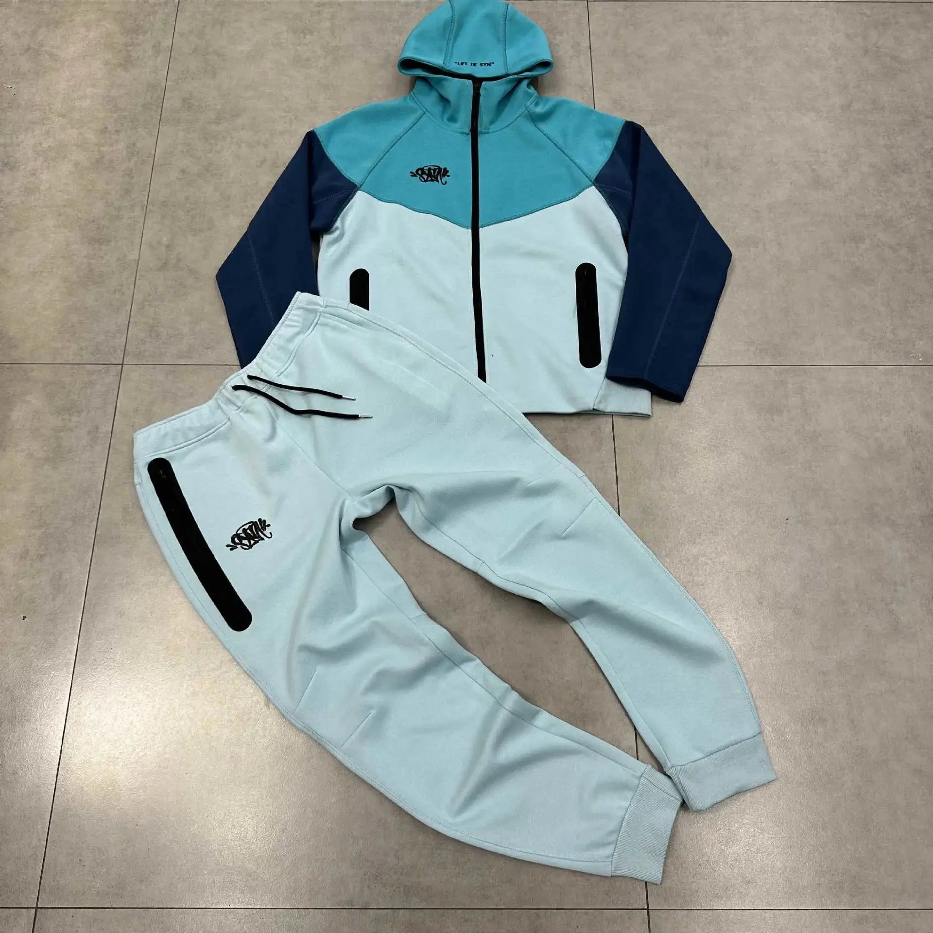 Life of Syn Jackets Hooded Zip-Front Colorblock Jacket — Blue suit * Top quality