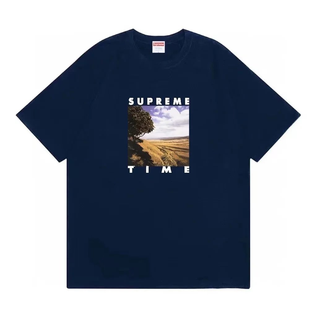 Supreme T-Shirts Short-Sleeve Graphic Print — 49 Dark blue*Top quality