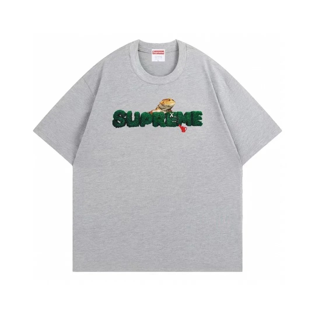 Supreme T-Shirts Short-Sleeve Graphic Print — 51 gray*Top quality