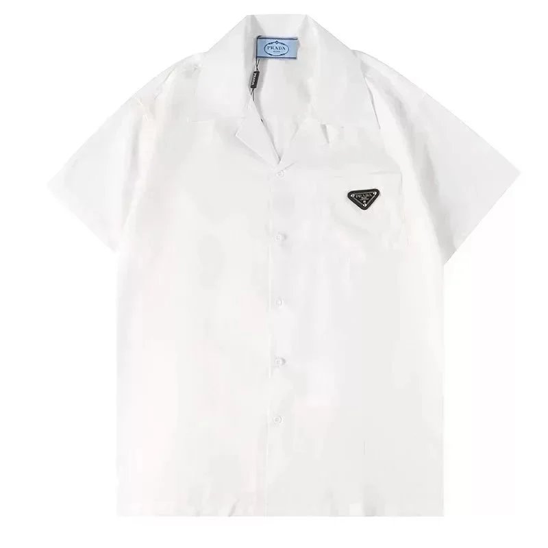 Prada T-Shirts Short-Sleeve Logo Print — 23 white shirts * Top quality