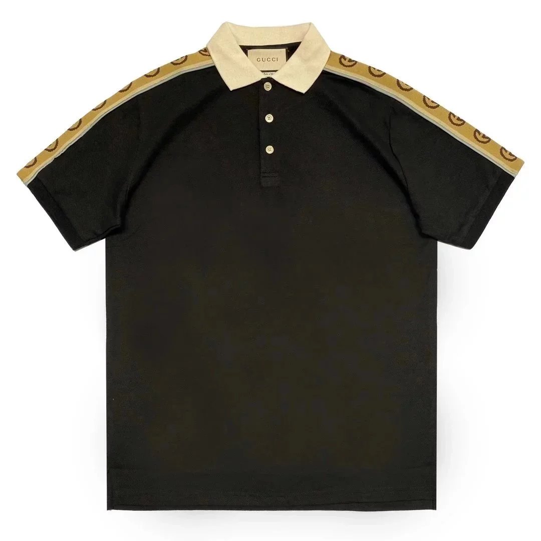 Gucci Shirts Short-Sleeve Polo Shirt — Black background reflective strip 002