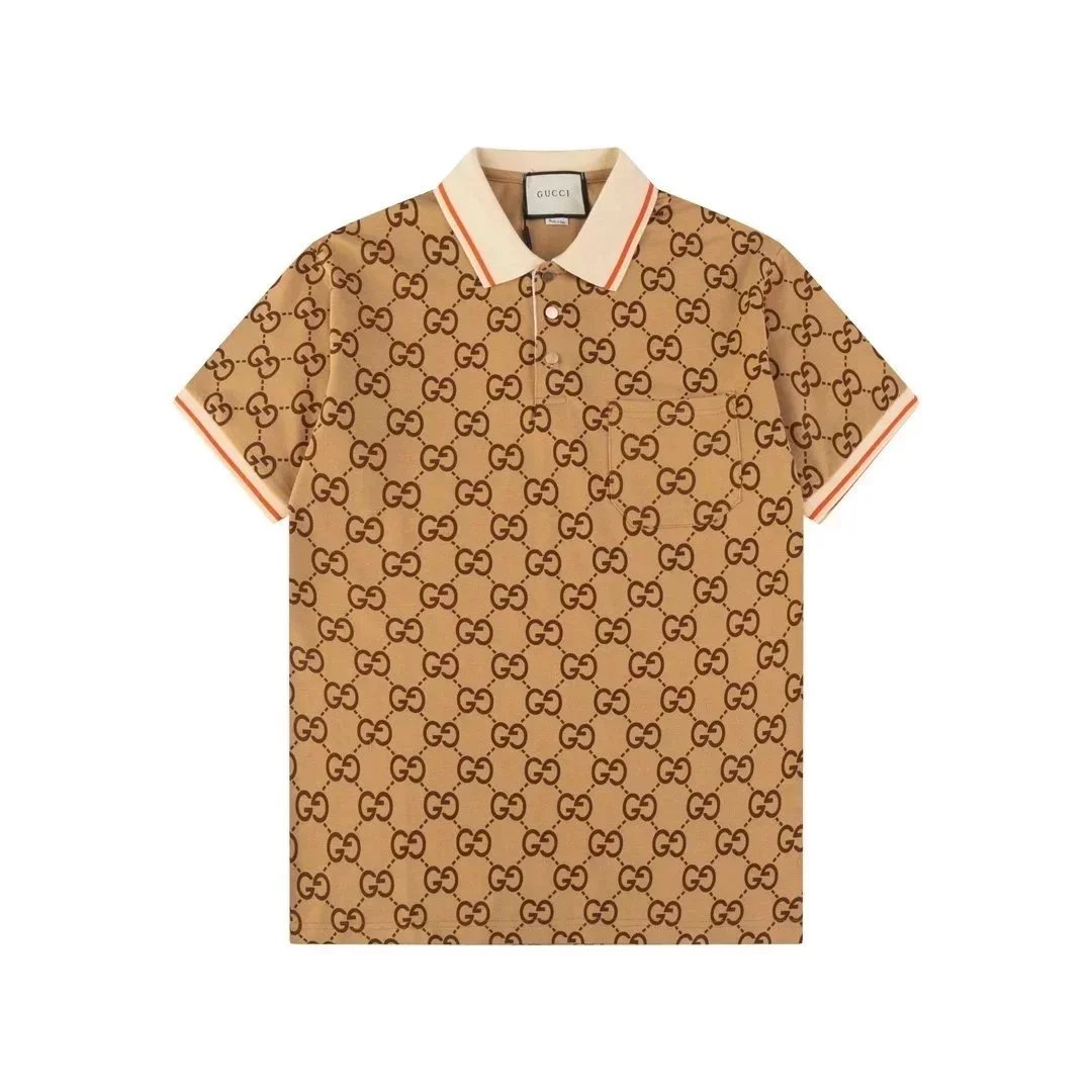 Gucci Shirts Short-Sleeve Polo Shirt — Yellow Plaid 002