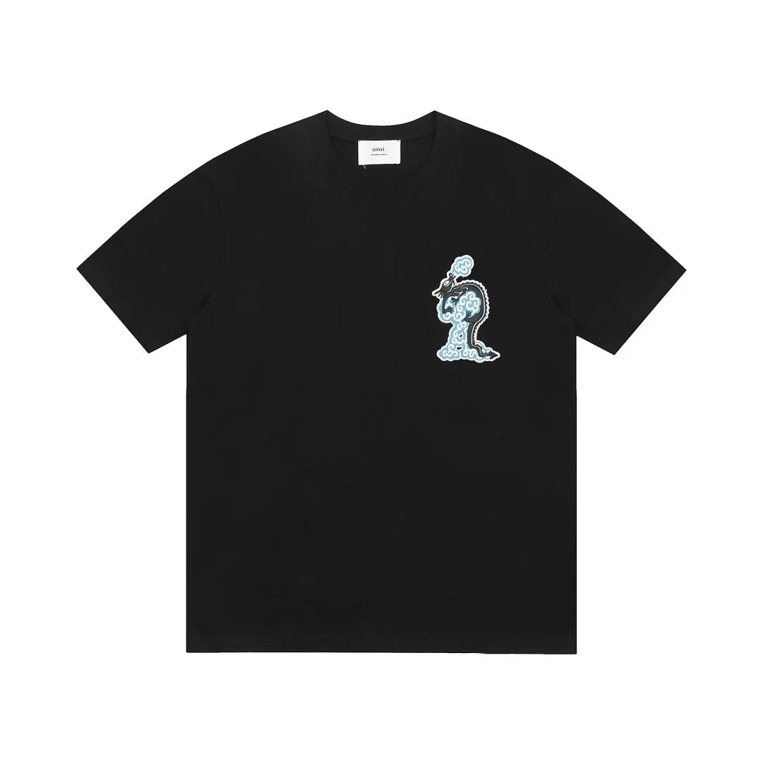 AMI T-Shirts Crewneck T-Shirt with de Coeur Heart Logo — 11 black