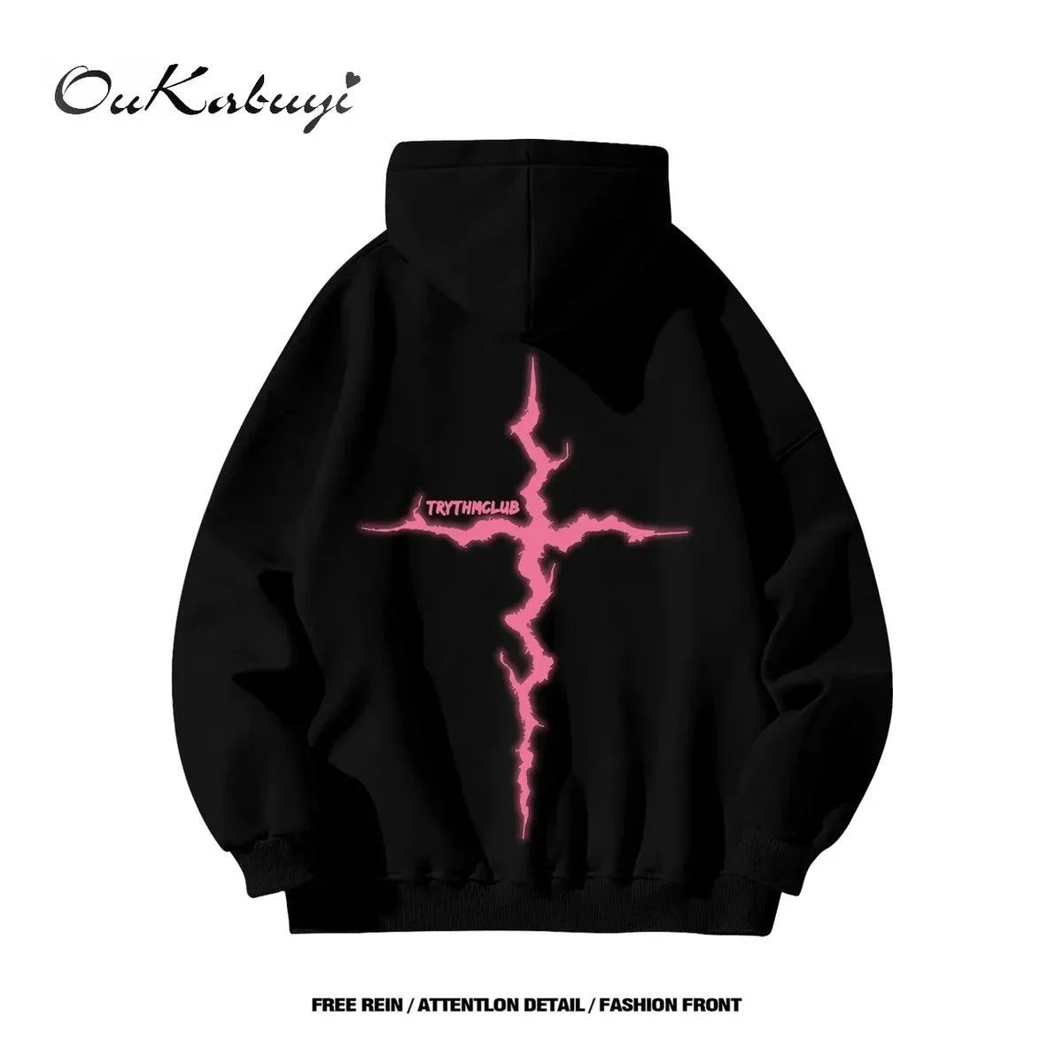 Unbranded Hoodies & Sweatshirts Oversized graphic print pullover — 29 black